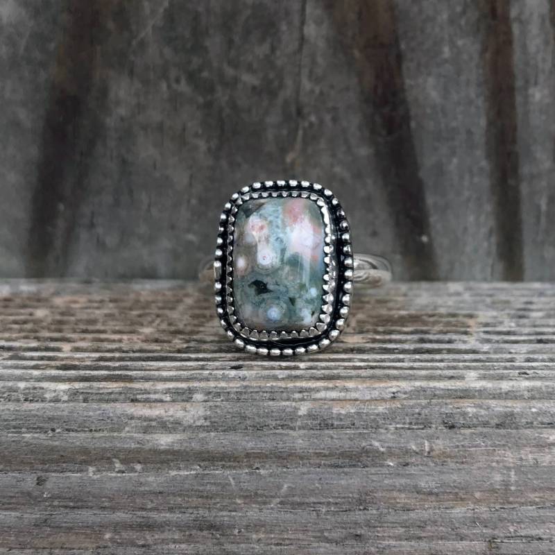 Ozean Jaspis Ring - Schmuck Sterling Silber Rechteck Unikat Edelstein Ringe Ozean Jaspis Ring - Schmuck Sterling Silber Rechteck Unikat Edelstein Ringe von SimplyBoldJD