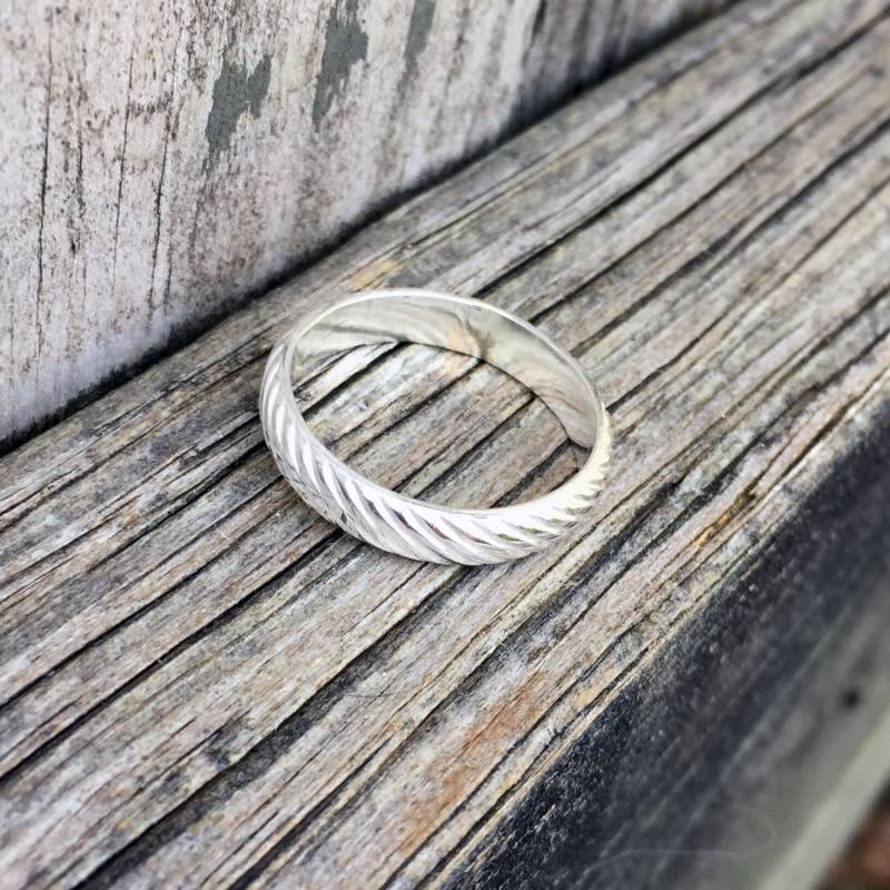 Twist Ring - Sterling Silber Gemustert Band Unisex Herrenring Damenring Twist Ring - Sterling Silber Gemustert Band Unisex Herrenring Damenring von SimplyBoldJD