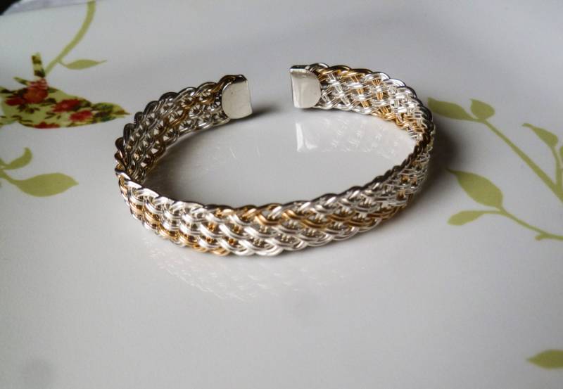 Silber/Gold Korbgeflecht Offener Armreif Armband von SimplyCharmingME