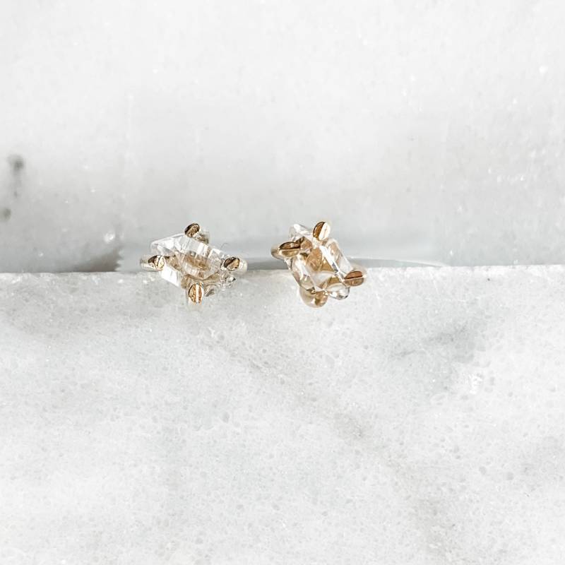 Herkimer Diamant Ohrstecker Sterling Silber, Gold, Rosegold von SimplyChicJewelry86