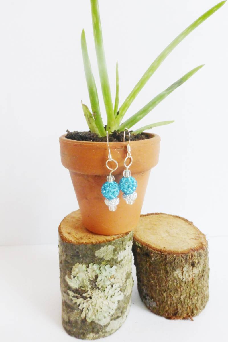 Aqua-Blau Und Silber Ton Strass Ohrringe Aqua-Blau Und Silber Ton Strass Ohrringe von SimplyGailDecoArts