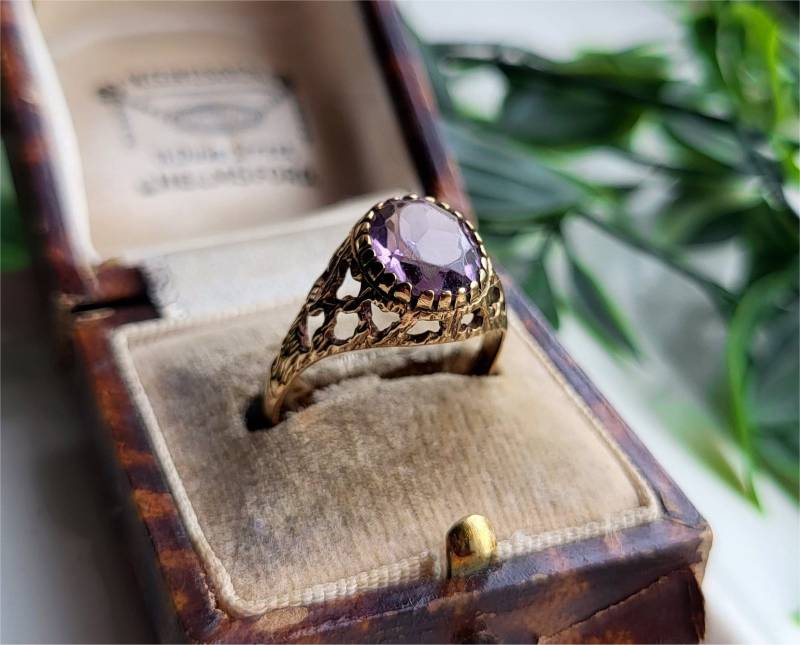 Beeindruckender Vintage 9Ct Gold Amethyst Ring. Statement Sehr Detaillierter Ring | Ref00Q von SimplyMrVintage