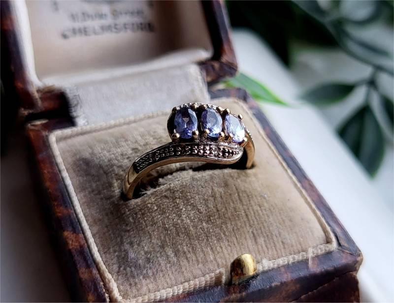 Erstaunlicher Vintage 9 Karat Gold Amethyst Diamant Ring. Statement Amethyst-Ring. | Ref00G von SimplyMrVintage