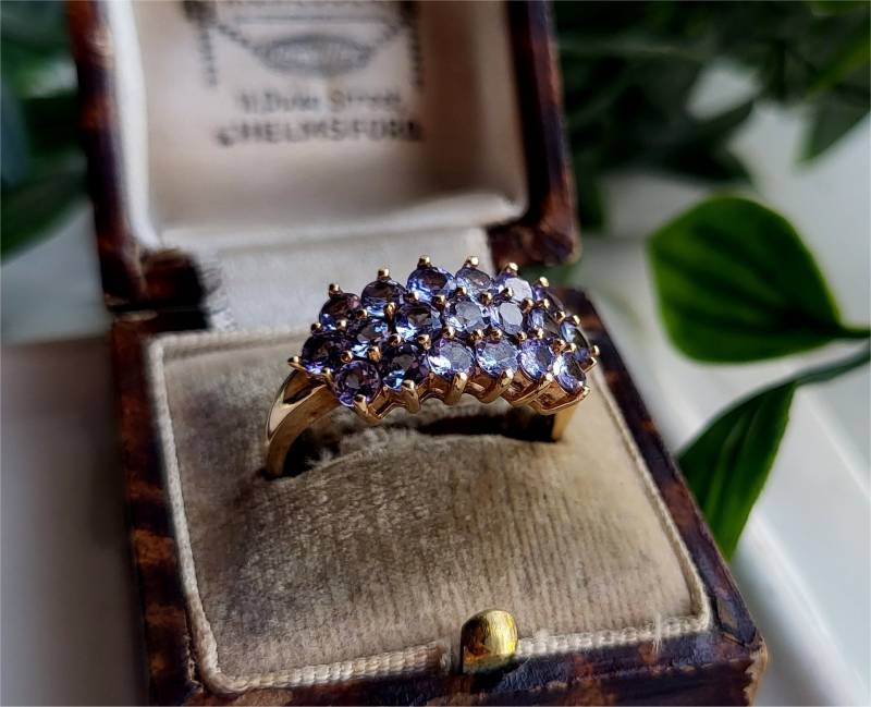 Ungewöhnlicher Vintage 9 Karat Gold Amethyst Cluster Ring. Statement Ändern Der Grösse Verfügbar. | Ref00D von SimplyMrVintage