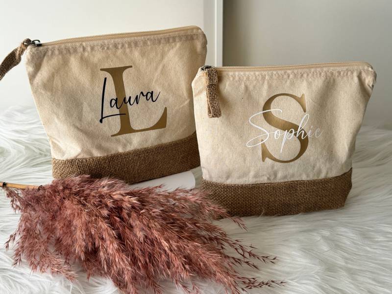 Kosmetiktasche Personalisiert Mit Namen| Kulturtasche | Schminktasche Jute Geschenk Für Frau von SimplyNezi