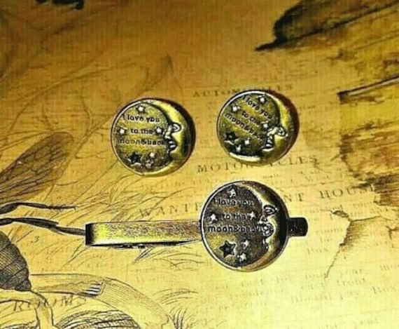 Ich Liebe Dich Zum Mond Und Zurück Krawatte Clip Verschluss Bar Manschettenknöpfe Geschenk Hochzeit Halloween Party Weihnachten Freunde Vater Für Ihn von SimplyNightOwl