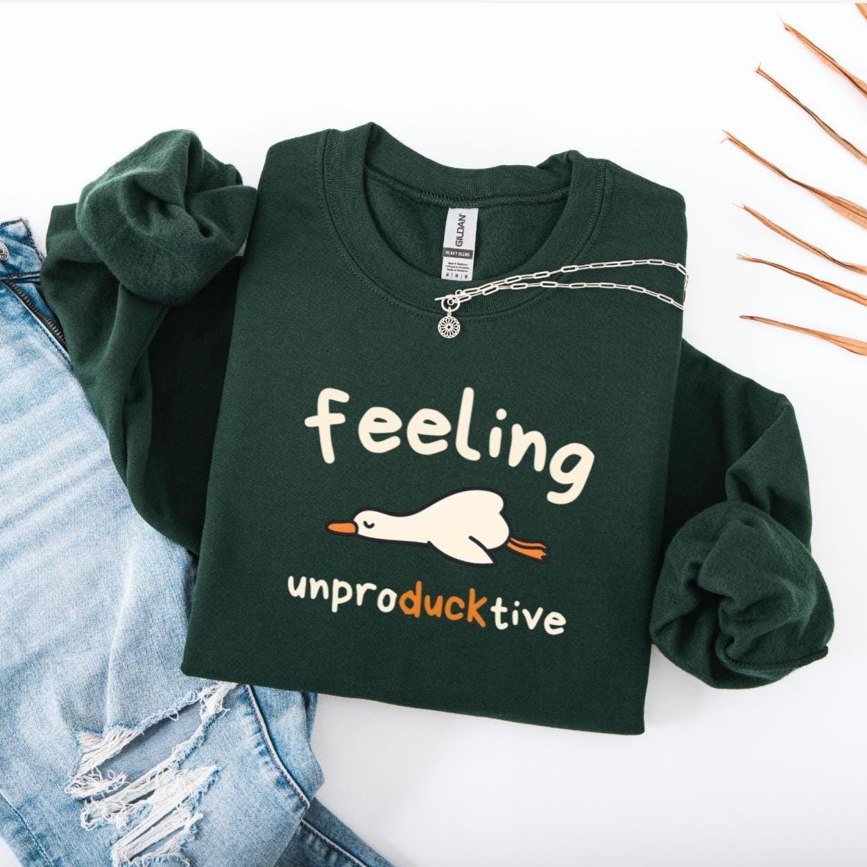 Feeling Unproducktive Pullover, Lustiges Enten Sweatshirt, Humor Shirt Für Studenten Und Freunde, Geschenk Frauen, Gemütlicher Pullover von SimplyNurseThings
