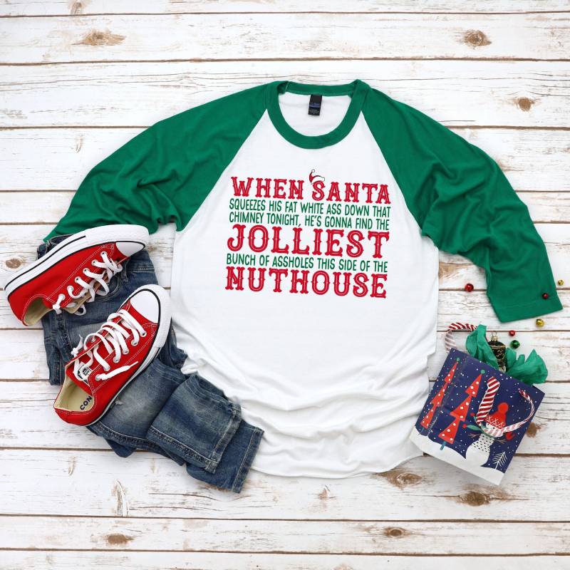 Weihnachts-Urlaubsshirt, Lustiges Weihnachts-Raglan, Jolliest Nuthouse, You Serious Clark Tees, Griswold Weihnachtshemden von SimplySplendidStudio