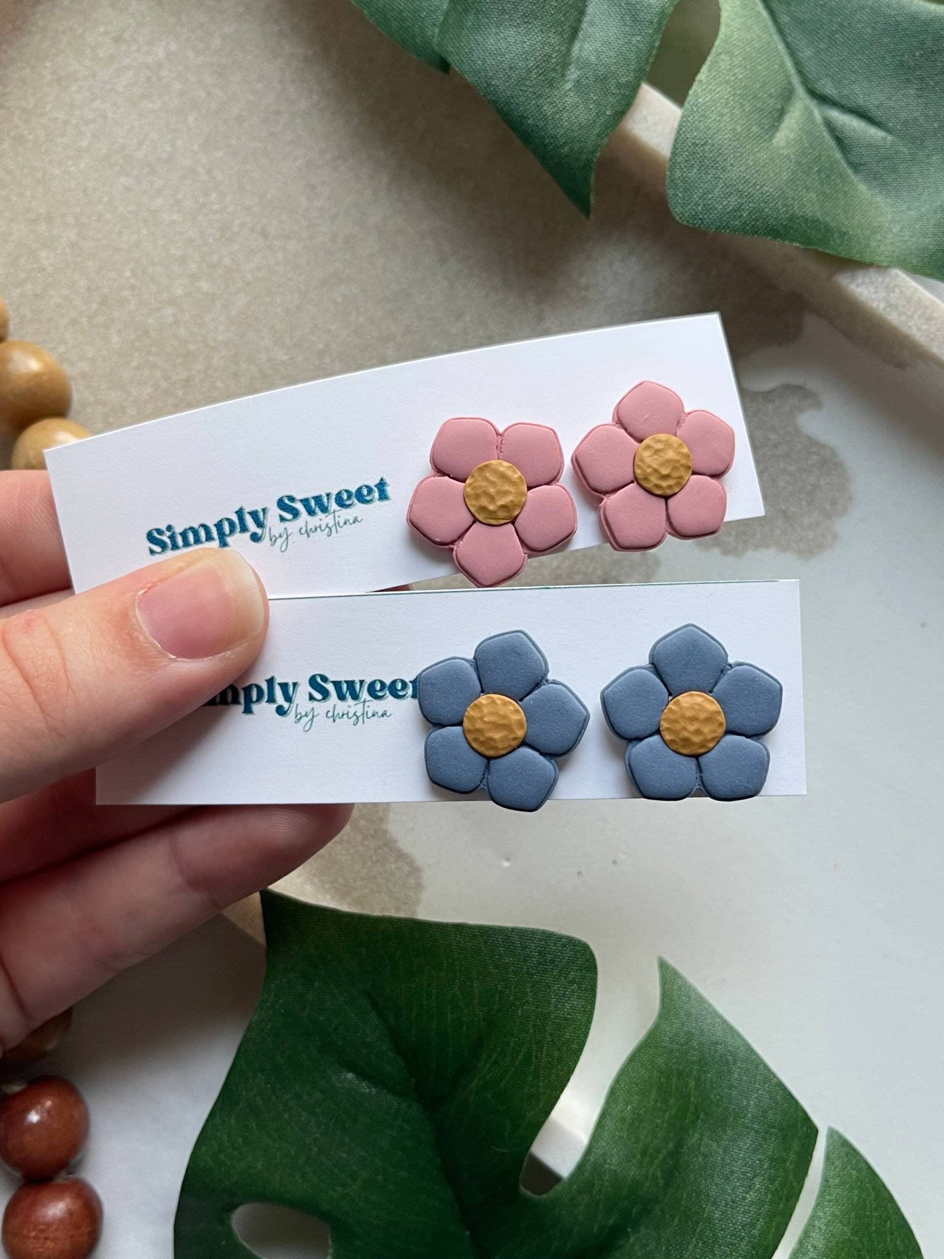 Blumen Statement Ohrstecker | Polymer Clay Ohrringe Handgefertigte Handgefertigter Schmuck Geschenk Für Mama Sie von SimplySweetChristina