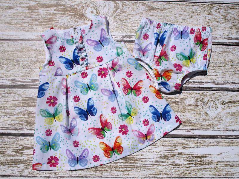 Schmetterling Babykleid Mit Überhose Regenbogen Baumwolle Sommer Outfit von SimplyTotsBoutique