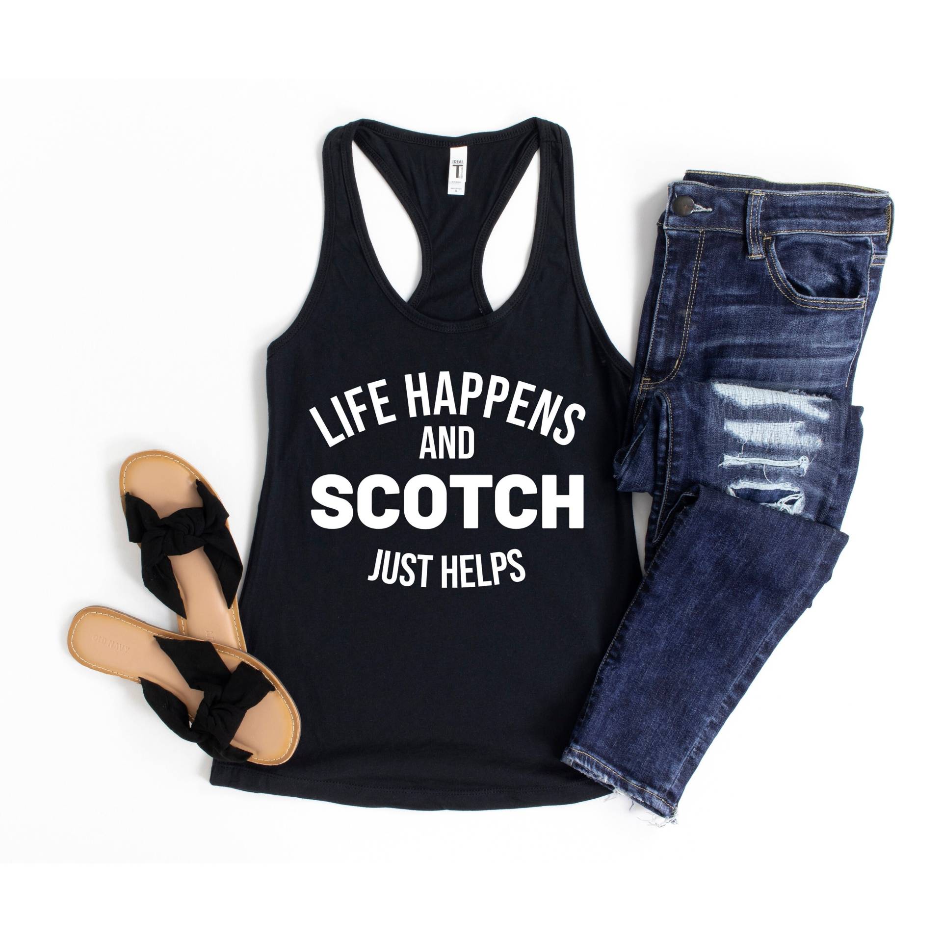 Scotch Trinker Geschenk Leben Passiert Hilft Vintage Tanks Top Tank Niedlich Lustig von SimplyTraded