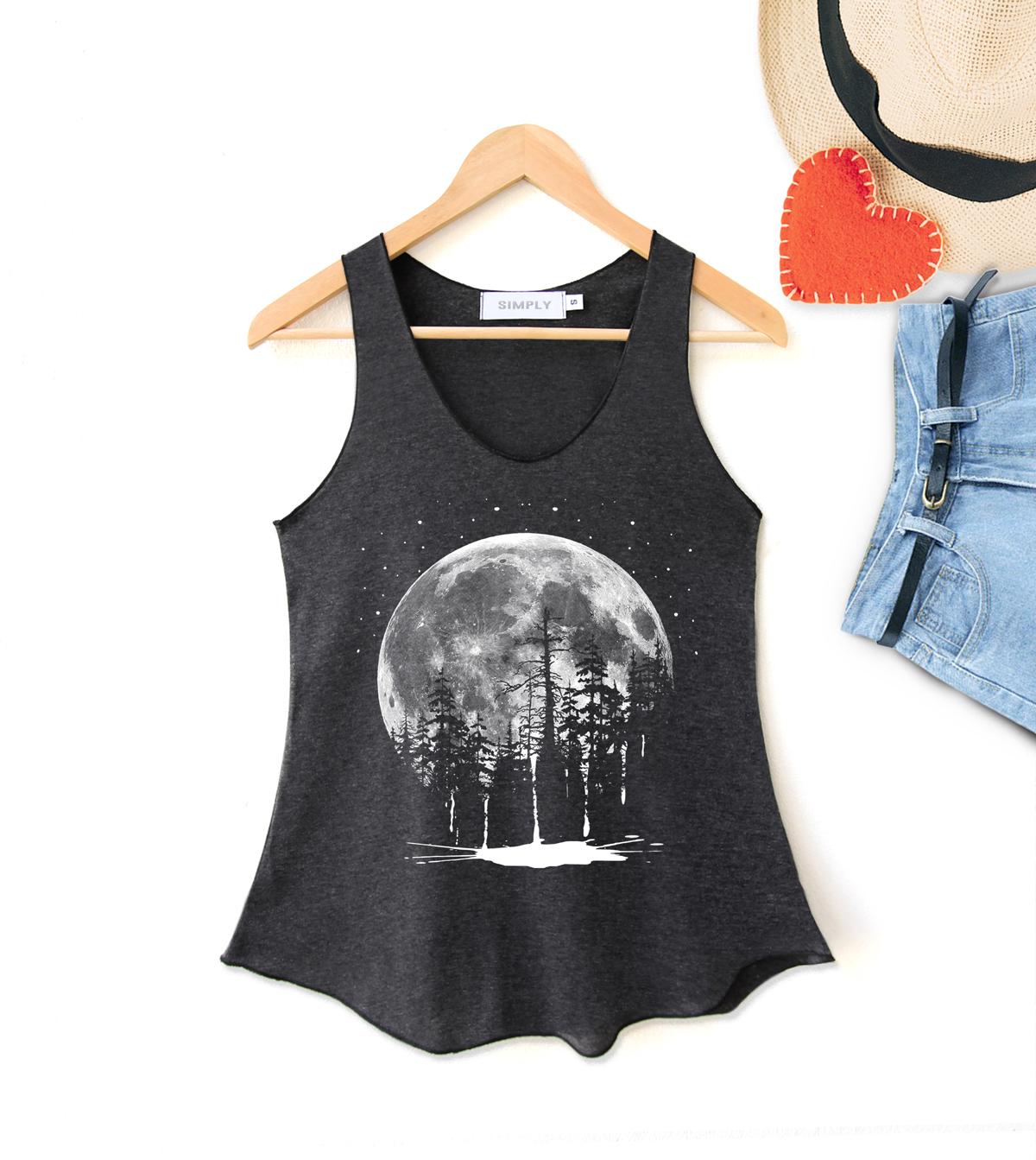 Wald Mond Tank Top Vollmond T-Shirt Kleidung Damen Wald Mond Tank Top Vollmond T-Shirt Kleidung Damen von SimplydailyDesign