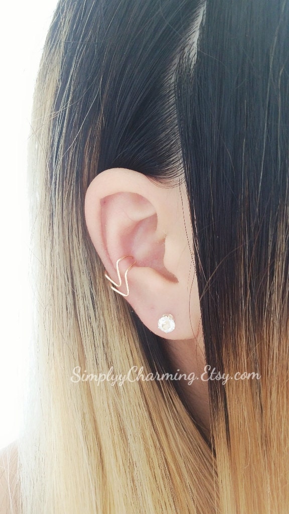 Ear Cuff V Form Double Conch Ohrring Fake Knorpel Helix Clip On, Kein Piercing Erforderlich Geometric - Sterling Silber 14K Gold Filled Ear Cuff V Form Double Conch Ohrring Fake Knorpel Helix Clip On, Kein Piercing Erforderlich Geometric - Sterling Silber 14K Gold Filled von SimplyyCharming