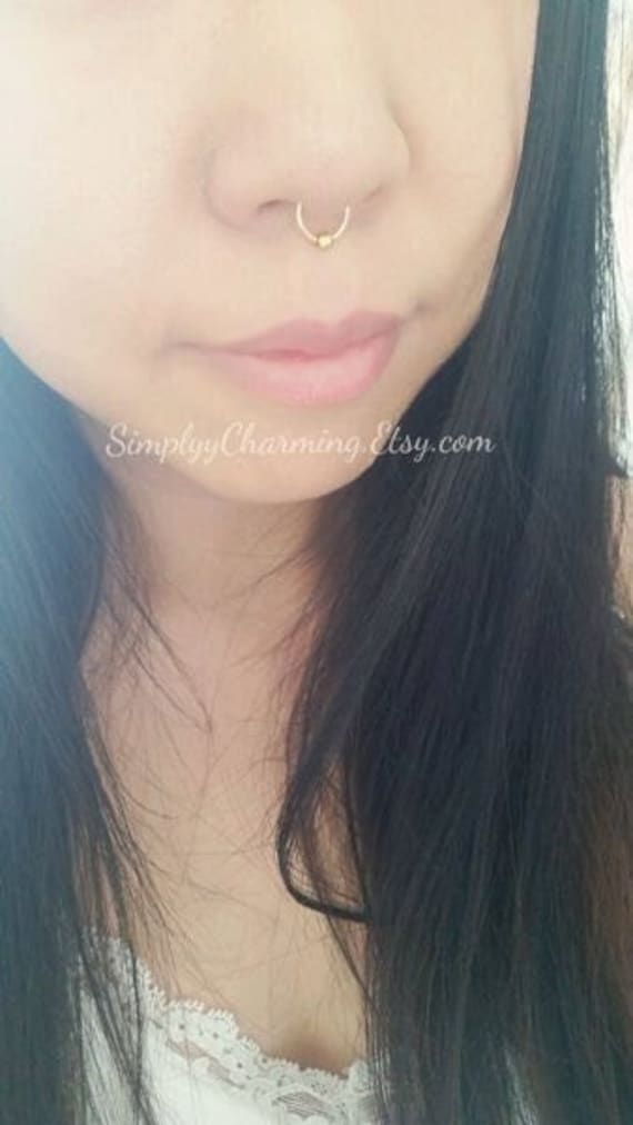 Gefälschte Nase Ring Septum Hoop Mit Perle False Faux Clip On - Sterling Silber/14K Gold Filled Gefälschte Nase Ring Septum Hoop Mit Perle False Faux Clip On - Sterling Silber/14K Gold Filled von SimplyyCharming