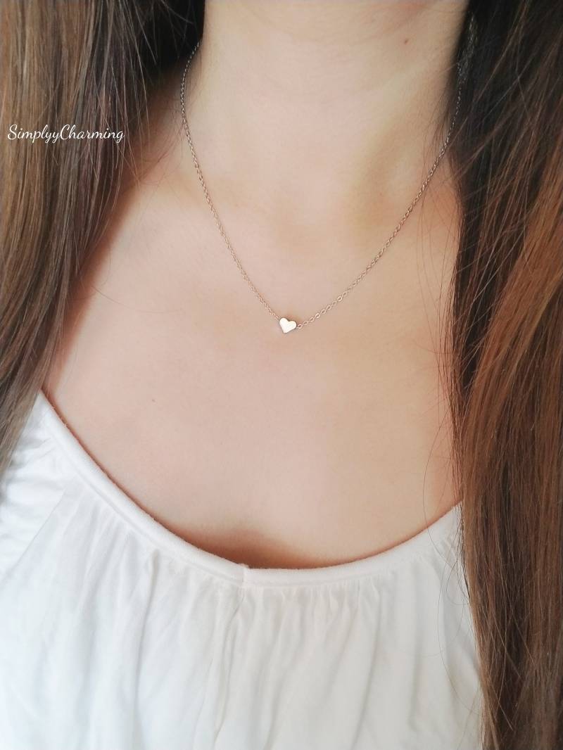 Kleines Herz Halskette Kleine Zierliche Silber Liebe Elegante Schmuck 18 Zoll von SimplyyCharming