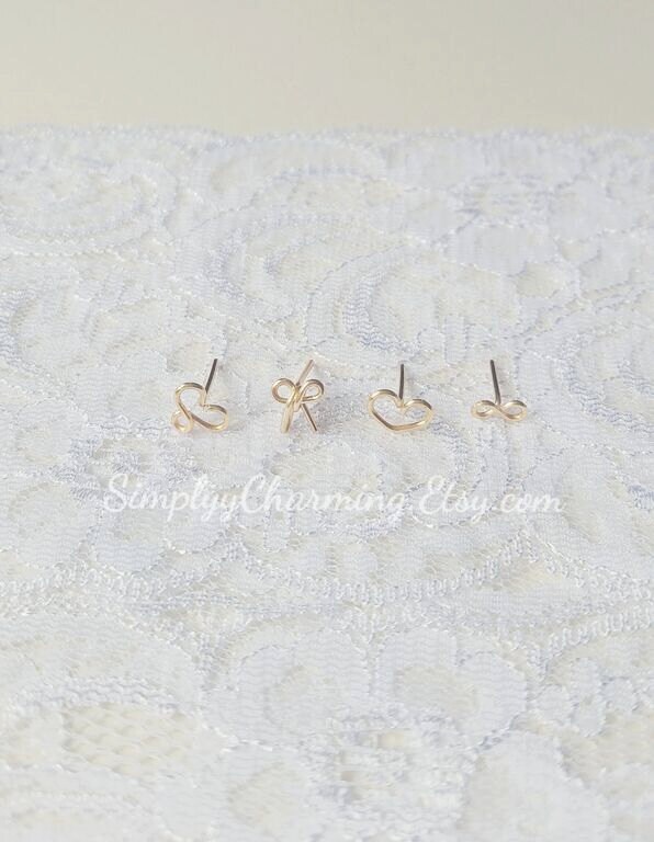 Kleines Herz Infinity Bogen Knorpel Ohrstecker - Set Mit 4 Ohrringen Einfache Helix Zierliche Schmuck Sterling Silber/14K Gold Filled Kleines Herz Infinity Bogen Knorpel Ohrstecker - Set Mit 4 Ohrringen Einfache Helix Zierliche Schmuck Sterling Silber/14K Gold Filled von SimplyyCharming