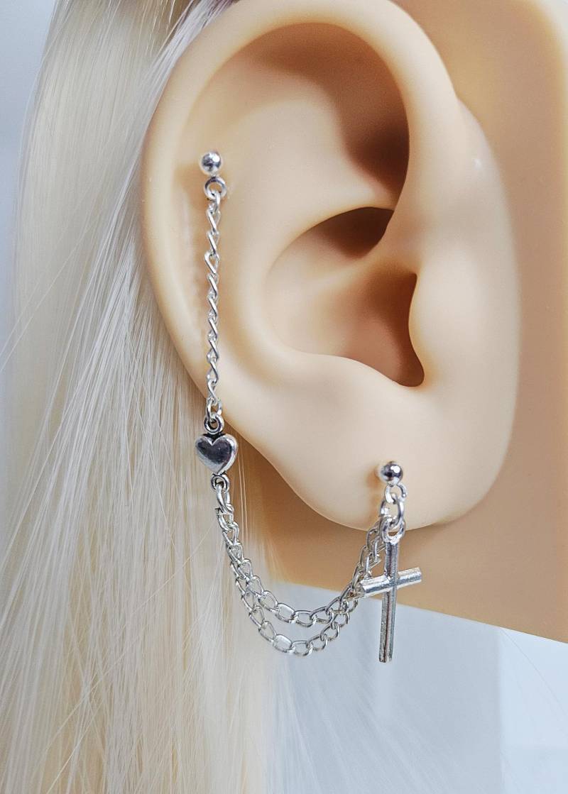 Kreuz Herz Helix Knorpel Kette Ohrringe Doppel Piercing Oder Manschette Christian Ohrring Lobe Zu Ohrmanschette Mehrfach Set Kreuz Herz Helix Knorpel Kette Ohrringe Doppel Piercing Oder Manschette Christian Ohrring Lobe Zu Ohrmanschette Mehrfach Set von SimplyyCharming
