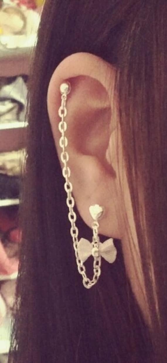 Schleife Knorpel Kette Ohrringe Winzige Kleine Doppel Lobe Helix Ohrmanschette Mehrere Piercings Schmuck Baumeln Charme Silber Schleife Knorpel Kette Ohrringe Winzige Kleine Doppel Lobe Helix Ohrmanschette Mehrere Piercings Schmuck Baumeln Charme Silber von SimplyyCharming