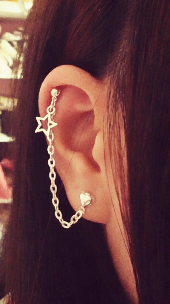 Sterne Double Lobe Knorpel Kette Ohrring Helix An Piercing Stud Tiny Star Charm Sterne Double Lobe Knorpel Kette Ohrring Helix An Piercing Stud Tiny Star Charm von SimplyyCharming