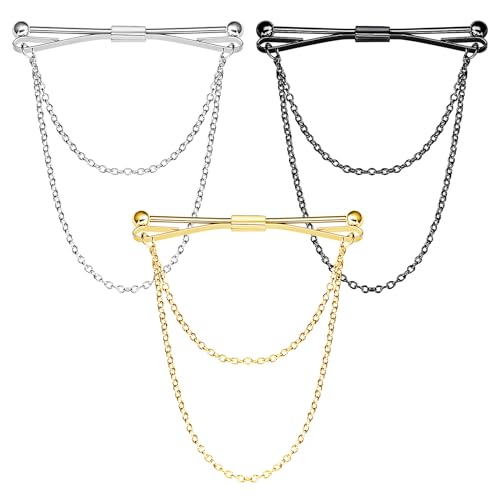 3 stück Kragen Bar Pins, Business Herren Shirt Halsband Clip， Herren Hemdkragennadeln Krawatte Krawattenklammer für Herren Krawatte Krawattennadel Clips Bar Pin Clip für Herren Business von Simsky