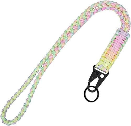 Paracord Schlüsselanhänger mit Leder Lanyard, Lang und Robust, für Schlüssel, Handy, Kamera, Ausweis, Karabiner inklusive, Paracord Lanyard Schlüsselband Umhängeband von Simsky