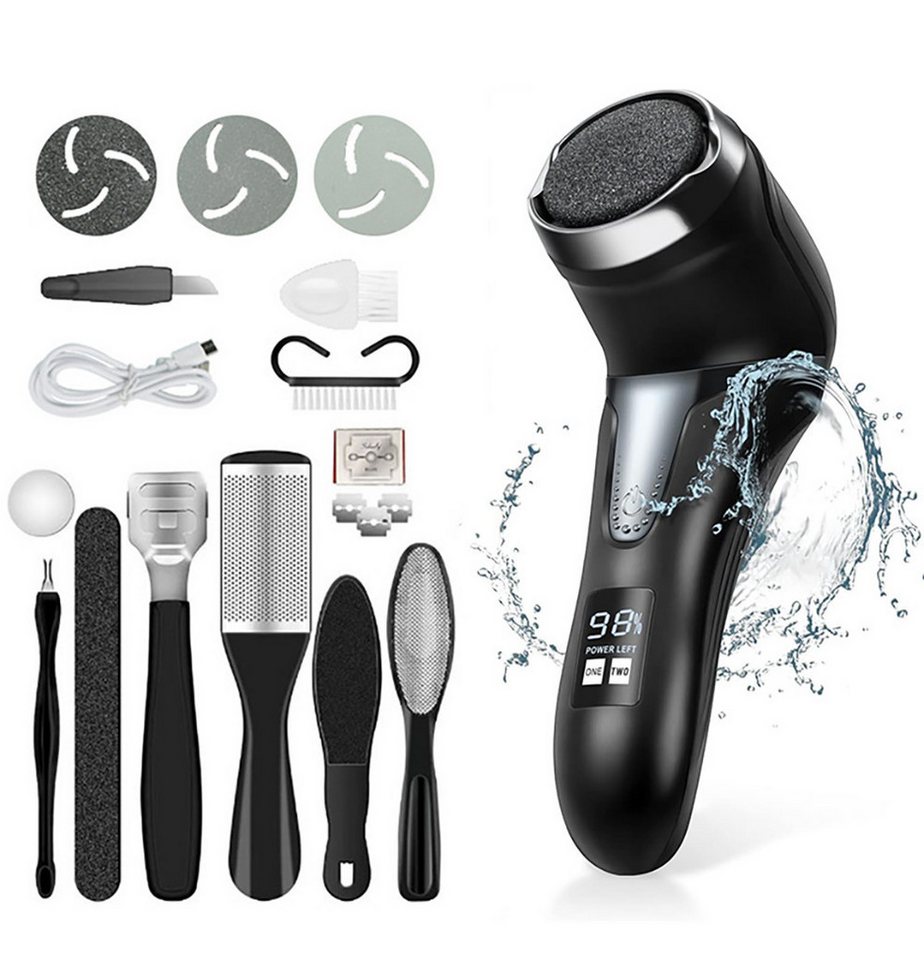 SinLaw Elektrischer Hornhautentferner Elektrischer Fußschwielenentferner 10 Stück,wasserdichte Pedikürefeile, 1-tlg., 2 Stopps, automatische Ansaugung, LED-Anzeige, Quarz-Mattkopf von SinLaw