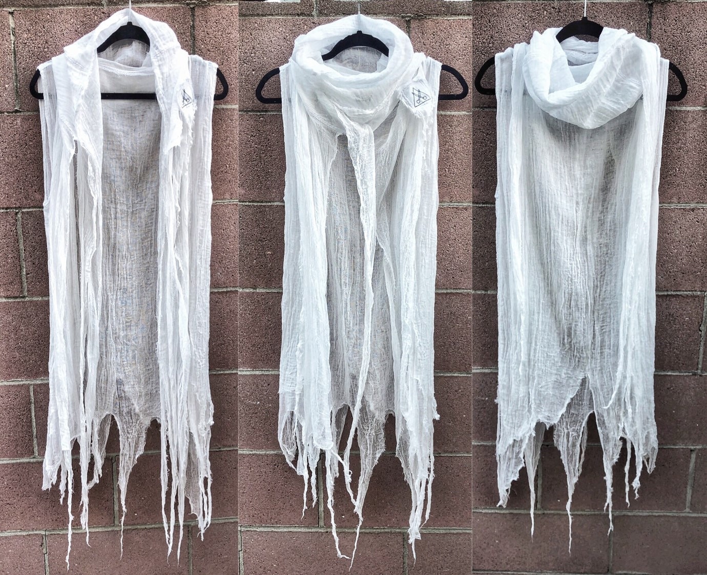 Halloween Kostüm Weiß - Mit Kapuze Und Cardigan Ärmelloses Cyberpunk von SinScissorsBoutique