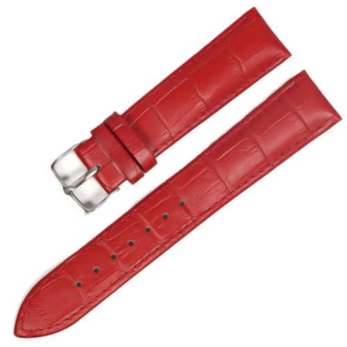 Leder-Uhrenarmbänder, 18mm, 20mm, 22mm, 24mm, Uhrenarmband, Stahl-Dornschließe, Handgelenk-Gürtel-Armband, Rot Silber, 22mm von SinSed