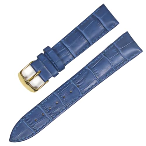 SinSed Leder-Uhrenarmbänder, 18mm, 20mm, 22mm, 24mm, Uhrenarmband, Stahl-Dornschließe, Handgelenk-Gürtel-Armband, Blaues Gold, 20mm von SinSed