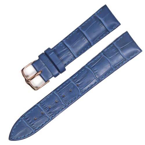 SinSed Leder-Uhrenarmbänder, 18mm, 20mm, 22mm, 24mm, Uhrenarmband, Stahl-Dornschließe, Handgelenk-Gürtel-Armband, Blaues Roségold, 24mm von SinSed