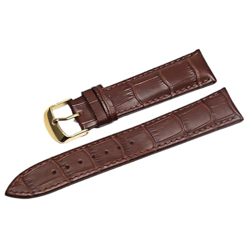 SinSed Leder-Uhrenarmbänder, 18mm, 20mm, 22mm, 24mm, Uhrenarmband, Stahl-Dornschließe, Handgelenk-Gürtel-Armband, Braunes Gold, 12mm von SinSed