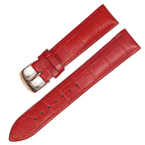 SinSed Leder-Uhrenarmbänder, 18mm, 20mm, 22mm, 24mm, Uhrenarmband, Stahl-Dornschließe, Handgelenk-Gürtel-Armband, Rot Rose Gold, 24mm von SinSed