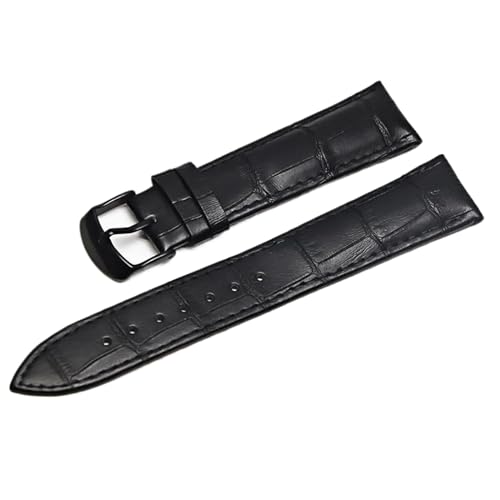 SinSed Leder-Uhrenarmbänder, 18mm, 20mm, 22mm, 24mm, Uhrenarmband, Stahl-Dornschließe, Handgelenk-Gürtel-Armband, Schwarz Schwarz, 18mm von SinSed
