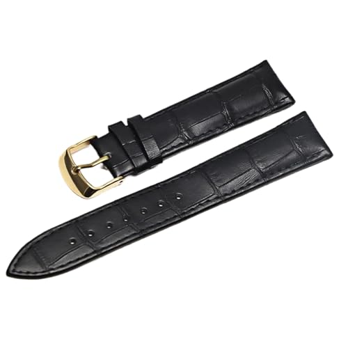 SinSed Leder-Uhrenarmbänder, 18mm, 20mm, 22mm, 24mm, Uhrenarmband, Stahl-Dornschließe, Handgelenk-Gürtel-Armband, Schwarzes Gold, 20mm von SinSed