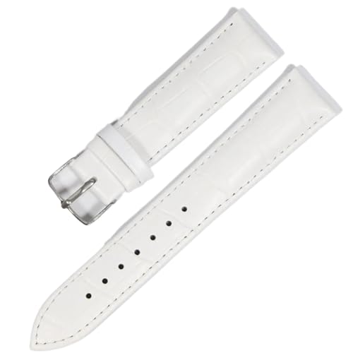 SinSed Leder-Uhrenarmbänder, 18mm, 20mm, 22mm, 24mm, Uhrenarmband, Stahl-Dornschließe, Handgelenk-Gürtel-Armband, Weißsilber, 22mm von SinSed
