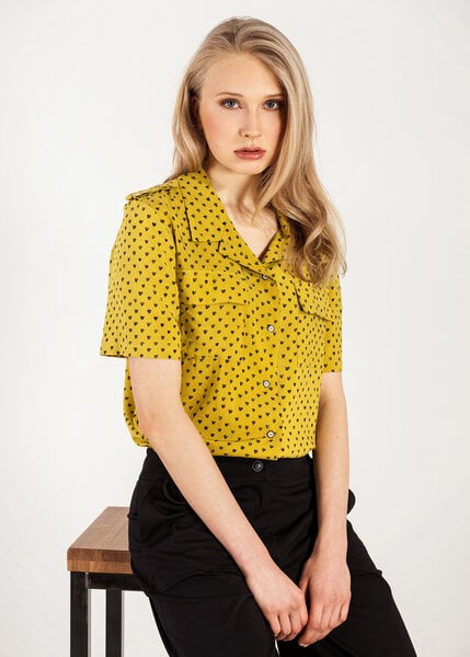 SinWeaver alternative fashion Hemdbluse lang mit Schulterklappen gelb von SinWeaver alternative fashion