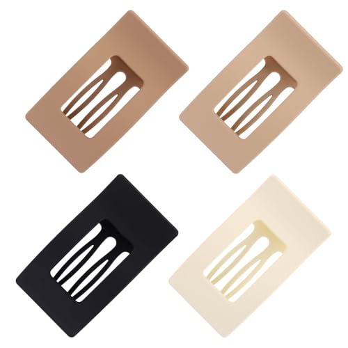 4stk Quadratische Entenschnabel Haarspange, Elegant Matte Lay Flache Haarspangen Rutschfesten Clip-Design Klauenclip für Damen Tägliche Partys Tänze oder Festivals Haarschmuck von Sinbana