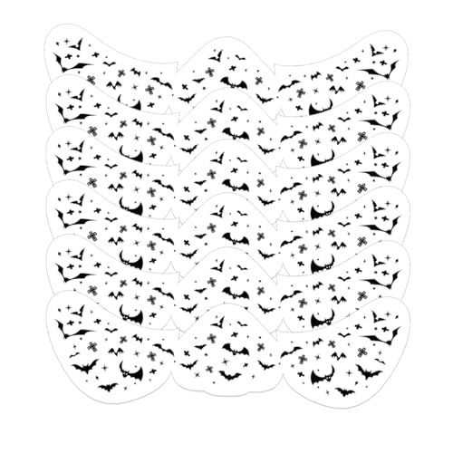 6stk Halloween Temporäre Gesichtstattoos, Fledermaus Design Gesichtssommersprossen Sticker Wasserfest Flecken-Makeup-Patches für Halloween Party Kostüm Make-Up-Zubehör von Sinbana