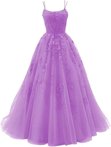 Sincemeet Damen Ballkleid aus Tüll mit Spaghettiträgern Lange Spitzenapplikationen Ballkleider A Linie formelle Party Abendkleider Ballkleider Damen Lang Sincemeet Damen Ballkleid aus Tüll mit Spaghettiträgern Lange Spitzenapplikationen Ballkleider A Linie formelle Party Abendkleider Ballkleider Damen Lang von Sincemeet