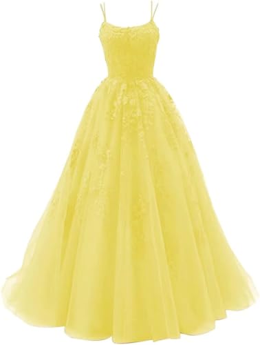 Sincemeet Damen Ballkleid aus Tüll mit Spaghettiträgern Lange Spitzenapplikationen Ballkleider A Linie formelle Party Abendkleider Ballkleider Damen Lang Sincemeet Damen Ballkleid aus Tüll mit Spaghettiträgern Lange Spitzenapplikationen Ballkleider A Linie formelle Party Abendkleider Ballkleider Damen Lang von Sincemeet
