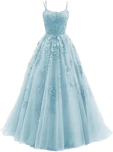 Sincemeet Damen Ballkleid aus Tüll mit Spaghettiträgern Lange Spitzenapplikationen Ballkleider A Linie formelle Party Abendkleider Ballkleider Damen Lang Sincemeet Damen Ballkleid aus Tüll mit Spaghettiträgern Lange Spitzenapplikationen Ballkleider A Linie formelle Party Abendkleider Ballkleider Damen Lang von Sincemeet