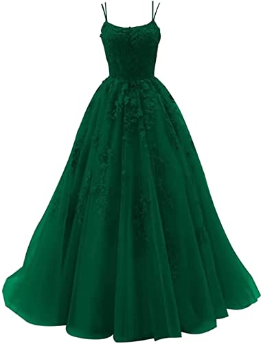 Sincemeet Damen Ballkleid aus Tüll mit Spaghettiträgern Lange Spitzenapplikationen Ballkleider A Linie formelle Party Abendkleider Ballkleider Damen Lang Sincemeet Damen Ballkleid aus Tüll mit Spaghettiträgern Lange Spitzenapplikationen Ballkleider A Linie formelle Party Abendkleider Ballkleider Damen Lang von Sincemeet