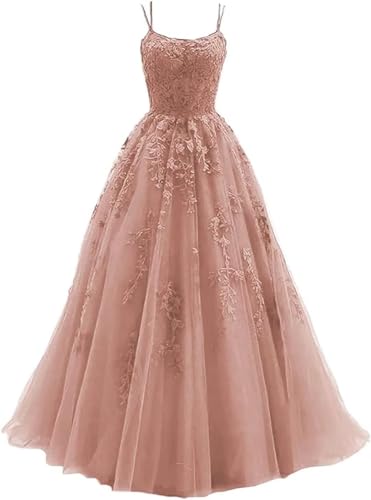 Sincemeet Damen Ballkleid aus Tüll mit Spaghettiträgern Lange Spitzenapplikationen Ballkleider A Linie formelle Party Abendkleider Ballkleider Damen Lang Sincemeet Damen Ballkleid aus Tüll mit Spaghettiträgern Lange Spitzenapplikationen Ballkleider A Linie formelle Party Abendkleider Ballkleider Damen Lang von Sincemeet