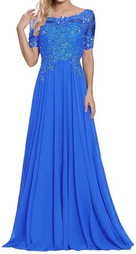 Sincemeet Damen Lange Mutter Der Braut Kleider Chiffon Perlen Spitzenkleid Brautjungfer Mit 1/430 Ärmeln Lang Formelle Abendkleid von Sincemeet