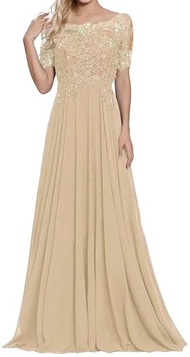 Damen Lange Mutter Der Braut Kleider Chiffon Perlen Spitzenkleid Brautjungfer Mit 1/2 Ärmeln Lang Formelle Abendkleid von Sincemeet