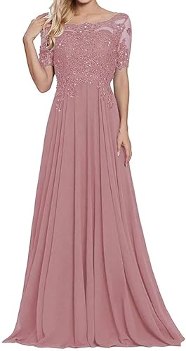 Damen Lange Mutter Der Braut Kleider Chiffon Perlen Spitzenkleid Brautjungfer Mit 1/2 Ärmeln Lang Formelle Abendkleid von Sincemeet