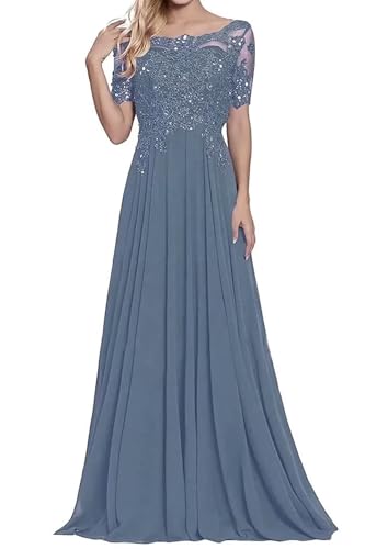 Damen Lange Mutter Der Braut Kleider Chiffon Perlen Spitzenkleid Brautjungfer Mit 1/2 Ärmeln Lang Formelle Abendkleid von Sincemeet