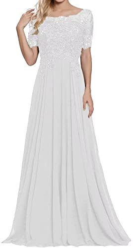 Damen Lange Mutter Der Braut Kleider Chiffon Perlen Spitzenkleid Brautjungfer Mit 1/2 Ärmeln Lang Formelle Abendkleid von Sincemeet