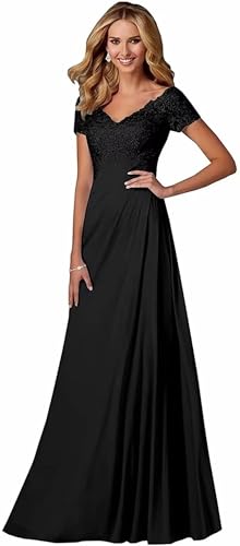 Damen Spitzen Abendkleider Kurzarm Applikationen A Linie Ballkleid V-Ausschnitt Chiffon formell Partykleid Damen Spitzen Abendkleider Kurzarm Applikationen A Linie Ballkleid V-Ausschnitt Chiffon formell Partykleid von Sincemeet