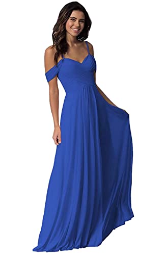 Damen V-Ausschnitt Abendkleid A-Linie Chiffon Off Shoulder Brautjungfernkleid Elegant Lange Partykleider von Sincemeet